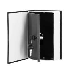Seif, caseta valori, cutie metalica cu cheie, portabila, tip carte, grafit, 16x5.5x24 cm, Springos MART-HA5046