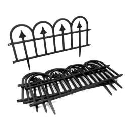 Gard de gradina decorativ, plastic negru gothic, set 4 buc, 60x31 cm MART-DOS2354N