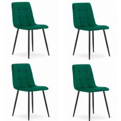 Set 4 scaune stil scandinav, Artool, Kara, catifea, metal, verde si negru, 44.5x50.5x87 cm MART-3688_1S