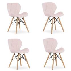 Set 4 scaune stil scandinav, Artool, Lago, catifea, lemn, roz, 48x43x74 cm MART-3404_1S
