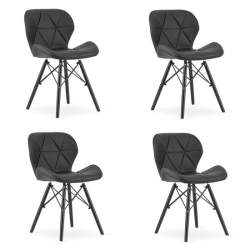 Set 4 scaune stil scandinav, Artool, Lago, piele ecologica, lemn, negru, 47.5x52x74 cm MART-3745_1S