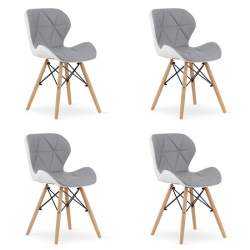 Set 4 scaune stil scandinav, Artool, Lago, piele ecologica, lemn, gri si alb, 47x52x73 cm MART-3797_1S