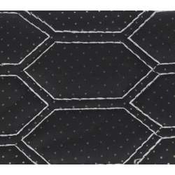 Material piele eco Negru cu gaurele model hexagon / cusatura Gri MALE-6090