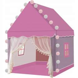 Cort de joaca pentru copii, Kruzzel, cu lampi rotunde, roz si alb, 100x115x130 cm MART-00022653-IS