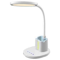 Lampa de birou, Jumi, lumina LED reglabila, brat ajustabil, alb, cu suport pixuri si creioane, 41 cm MART-E-253179