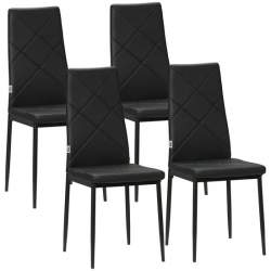 Set 4 scaune bucatarie/living, Tomlo, piele PVC, otel, negru, 41x50x97 cm MART-AR167151