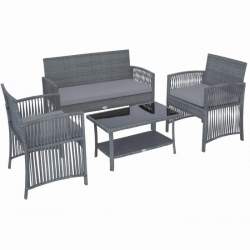Set mobilier gradina/terasa, grafit, 1 masa, 2 scaune, 1 canapea, Jumi MART-OM-258761