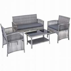 Set mobilier gradina/terasa, gri, 1 masa, 2 scaune, 1 canapea, Jumi MART-OM-258754