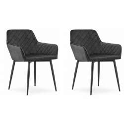 Set 2 scaune bucatarie/living, Artool, Nola, catifea, metal, negru, 58x57x79 cm MART-3631_1S