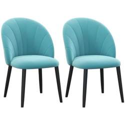 Set 2 scaune bucatarie/living, Telor, catifea, metal, verde albastrui si negru, 52x54x79 cm MART-AR167816