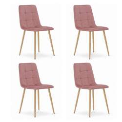 Set 4 scaune bucatarie/dining,  Artool, Kara, catifea, lemn, roz, 44.5x50.5x87 cm MART-3787_1S