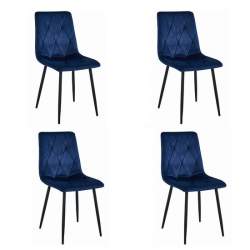 Set 4 scaune bucatarie/living,  Artool, Libra, catifea, metal, bleumarin si negru, 44x40x88.5 cm MART-3837_1S