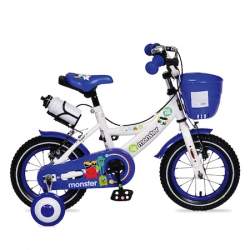 Bicicleta pentru baieti cu roti ajutatoare si cosulet 12 inch Blue 1281 MAKS-811