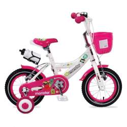 Bicicleta pentru fetite cu roti ajutatoare si cosulet 12 inch Pink 1281 MAKS-810