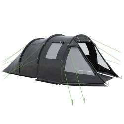 Cort camping, 3-4 persoane, impermeabil, cu vestibul, negru, 475x264x172 cm MART-AR176528