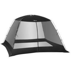 Cort camping/plaja, plasa, 4-6 persoane, cu geanta, negru, 300x300x200 cm MART-AR144435