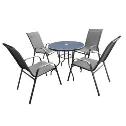 Set mobilier gradina/terasa, gri, 1 masa, 4 scaune, Eva MART-TIH3514