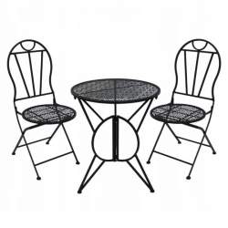 Set mobilier gradina/terasa, metal, negru, 1 masa, 2 scaune, Susan MART-GOM8244