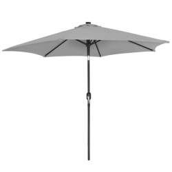 Umbrela gradina/terasa cu LED, manivela, Chomik, gri, 300 cm MART-GAO1527