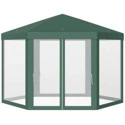 Pavilion/foisor pentru gradina/terasa, cadru metalic, cu plasa de tantari, verde, 3.94x3.94x2.5 m MART-AR019160