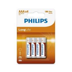 Set 4 baterii Philips LR03, AAA, Longlife Alcalin, blister FMG-LCH-PH-R03L4B/10