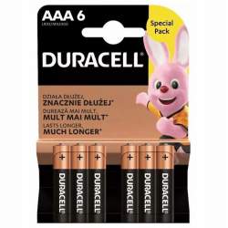 Set 6 baterii alcaline Duracell, AAA, marime LR03, 1.5 V, blister FMG-LCH-DUR-MN2400-6