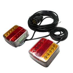 Set Stopuri LED pentru Remorca sau Camion 12/24V cu Priza si Cablu 7.5m, Montare cu Magnet, Gri