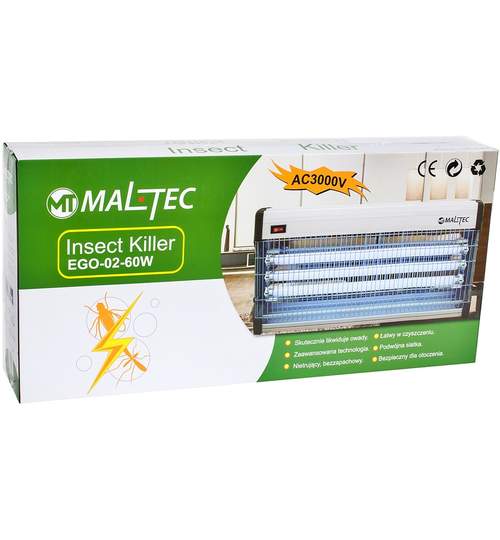Aparat Insectocutor Lampa UV Anti-Insecte si Muste, Putere 60W, Acoperire 300mp