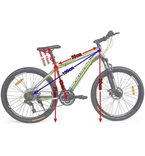Bicicleta MTB MalTrack Sport Gray cu 21 Viteze, Roti 26 Inch, Mountain Bike