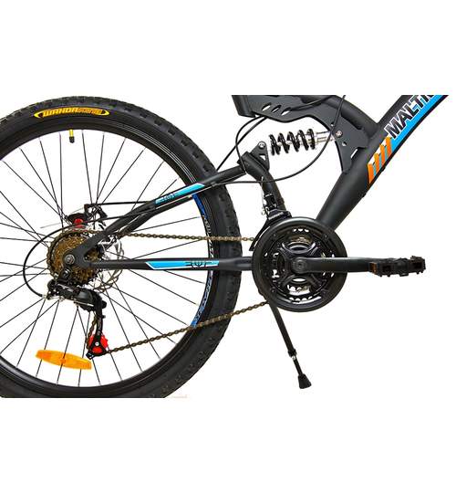 Bicicleta MTB MalTrack Target Blue cu 18 Viteze, Amortizor, Roti 26 Inch, Mountain Bike