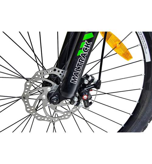 Bicicleta MTB MalTrack Target Green cu 18 Viteze, Amortizor, Roti 26 Inch, Mountain Bike