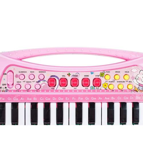 Orga Electronica cu 25 Clape si Microfon pentru Copii, Culoare Roz