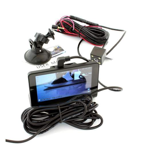 Set Monitor, Camera Video Marsarier si Camera Auto DVR cu Inregistrare Trafic, Microfon si Difuzor Incorporat