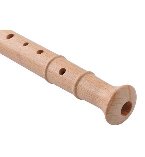 Jucarie instrument muzical, flaut din lemn, lungime 31.5 cm + tija pentru curatare