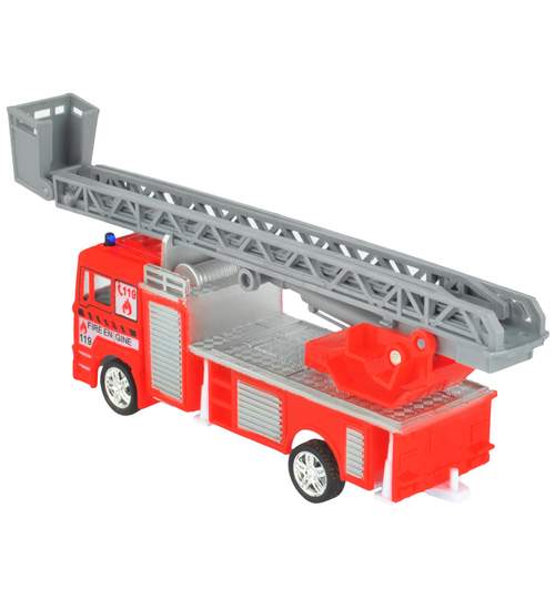Masina de pompieri - autospeciala cu scara extensibila rotativa 360 grade, culoare Rosu-Gri