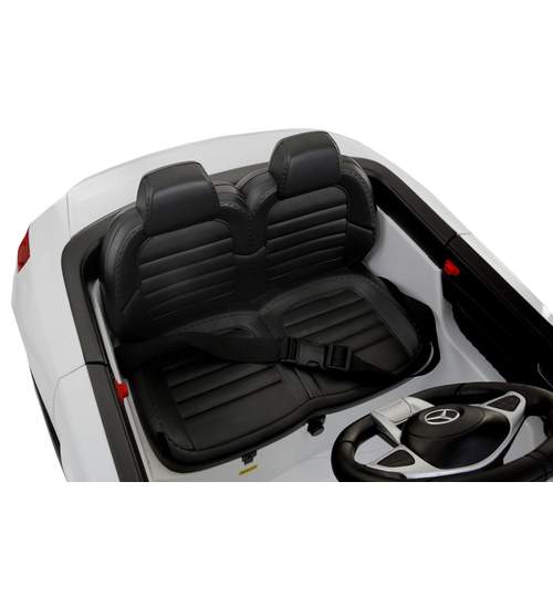Masinuta electrica MERCEDES SL65 AMG pentru copii, cu volan, telecomanda si licenta, capacitate 35kg, culoare alb