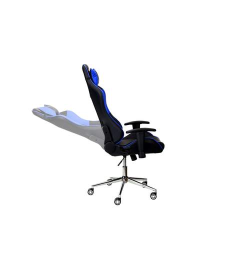 Scaun gaming de birou, cu suport lombar si cervical, reglabil, rotativ, culoare negru/albastru