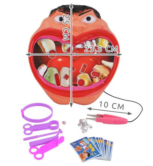 Set joc pentru micii dentisti cu accesorii si carduri sarcini, dimensiuni 25x23.5 cm