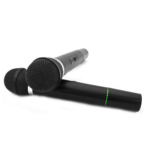Set pentru Karaoke cu 2 Microfoane Wireless si Receptor, Culoare Negru