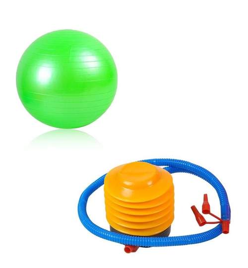 Set Pompa + Minge pentru Fitness, Recuperare sau Gimnastica, Diametru 55cm, Culoare Verde