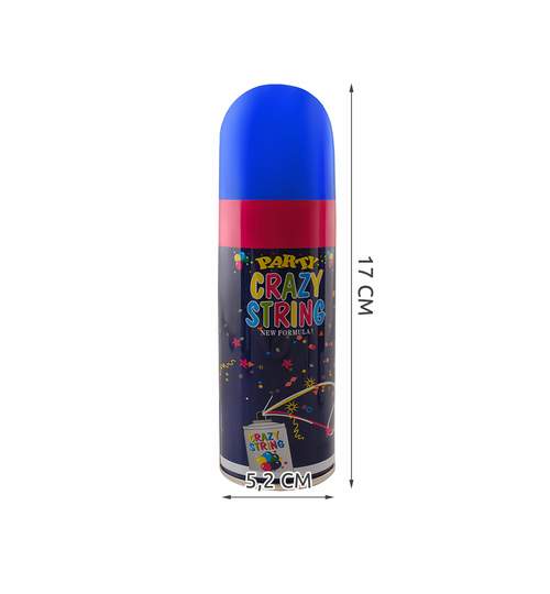 Spray confetti panglici pentru petreceri, Crazy Strings culoare Albastru