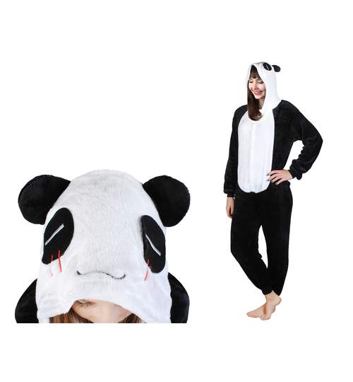 Costum Urs Panda cu gluga pentru carnaval sau petreceri, marime M, culoare Alb – Negru