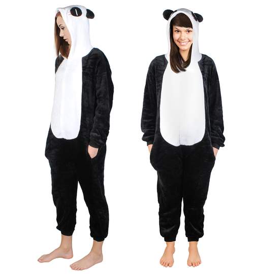 Costum Urs Panda cu gluga pentru carnaval sau petreceri, marime XL, culoare Alb – Negru