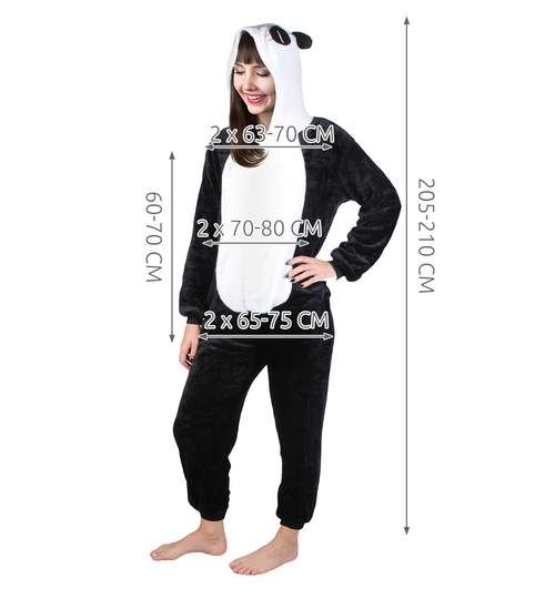 Costum Urs Panda cu gluga pentru carnaval sau petreceri, marime XL, culoare Alb – Negru