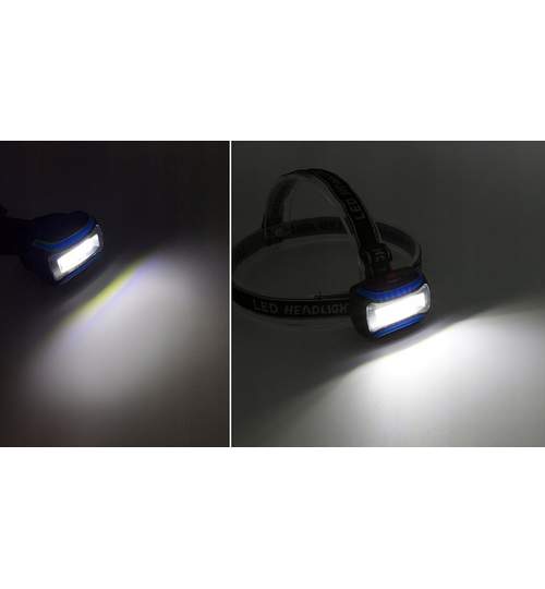 Lanterna cu fixare pe cap reglabila cu LED, unghi de inclinare reglabil si 3 moduri de iluminare, putere 3W