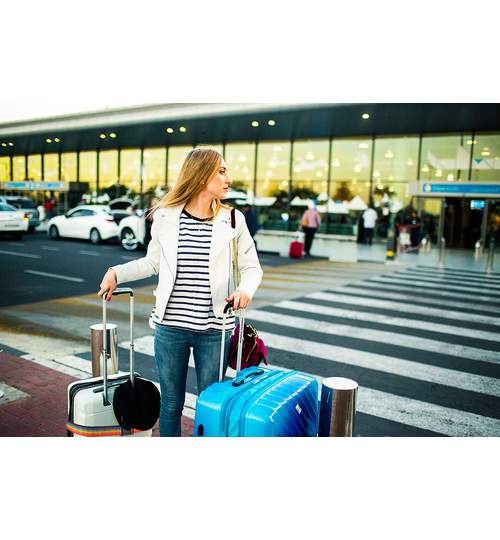 Curea exterioara ajustabila pentru protectie bagaje, valize calatorii, multicolora, lungime 175cm