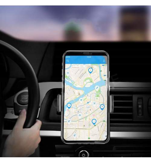 Suport auto universal pentru telefon cu prindere in grila, capat rotativ 360°