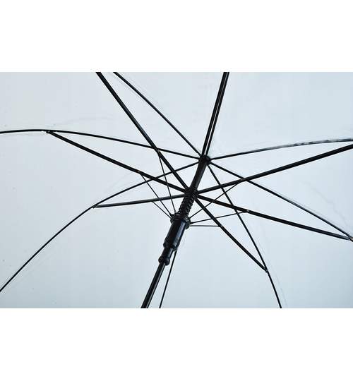 Umbrela Pliabila Transparenta cu 8 Brate, Deschidere Automata, Diametru 110cm