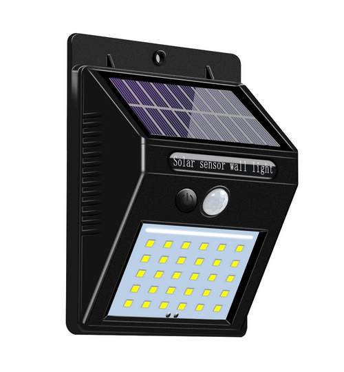 Lampa Solara de Perete cu 30 LED-uri si Senzor de Lumina, 600 Lumeni