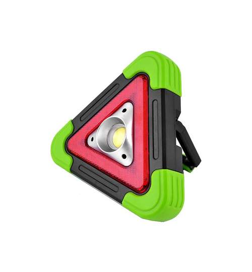 Triunghi reflectorizant iluminat LED cu incarcare solara sau prin USB, luminozitate reglabila
